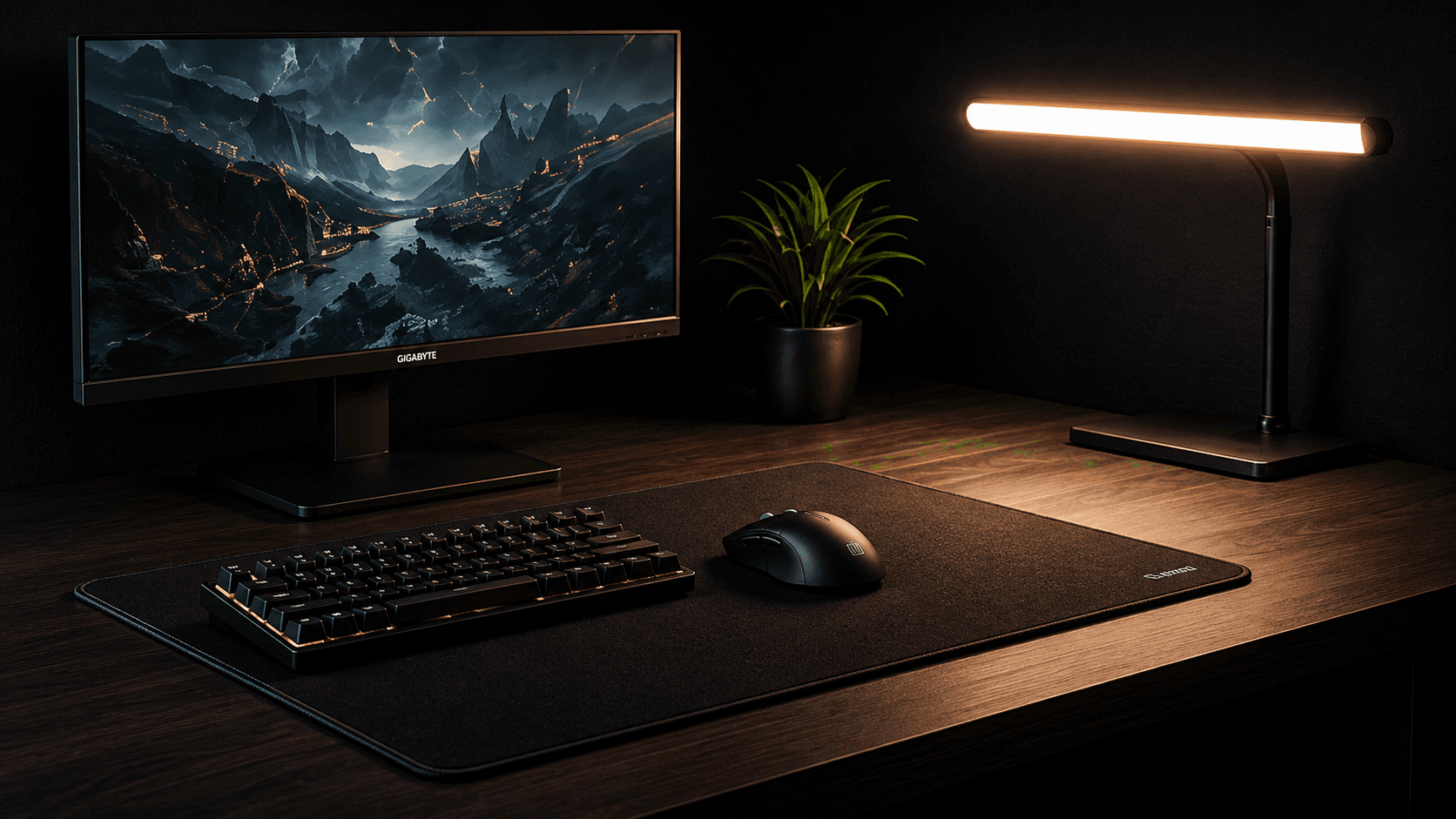 A focused desktop gaming setup used to research competitive gear